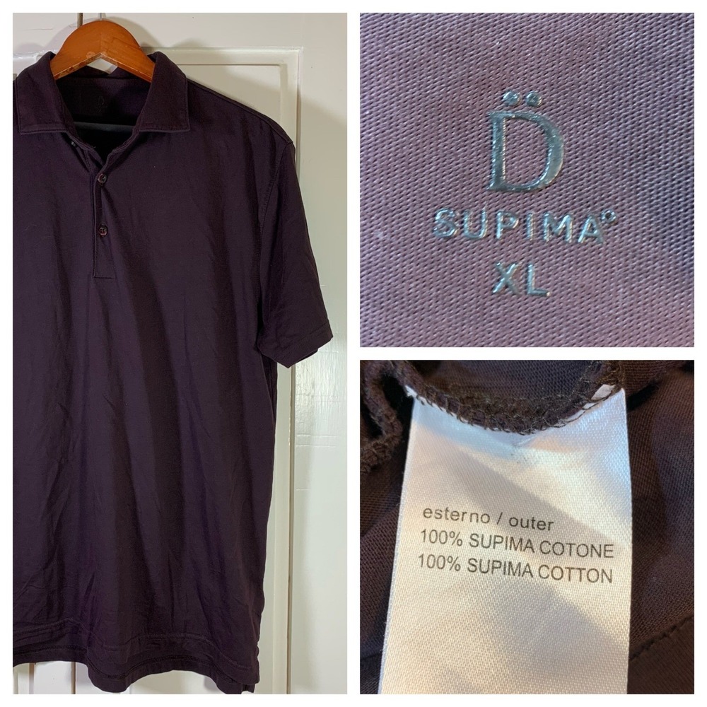 Doppelganger Supima Mens Polo Shirt XL Plum Purple Cotton Blend Preppy Golf Soft